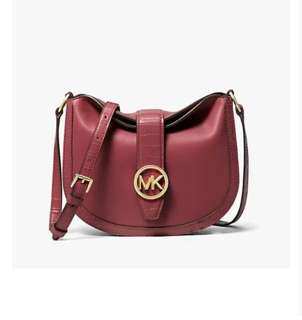 Michael Kors Gabby Small Dark Cherry Leather Folvdover Hobo Crossbody Bag