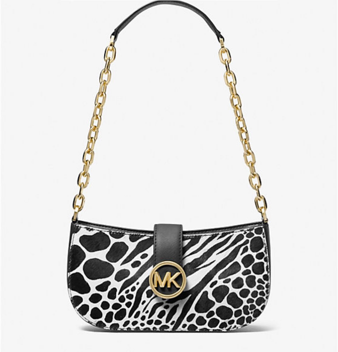 Michael Kors Carmen Small Black Haircalf Pouchette Shoulder Crossbody Back